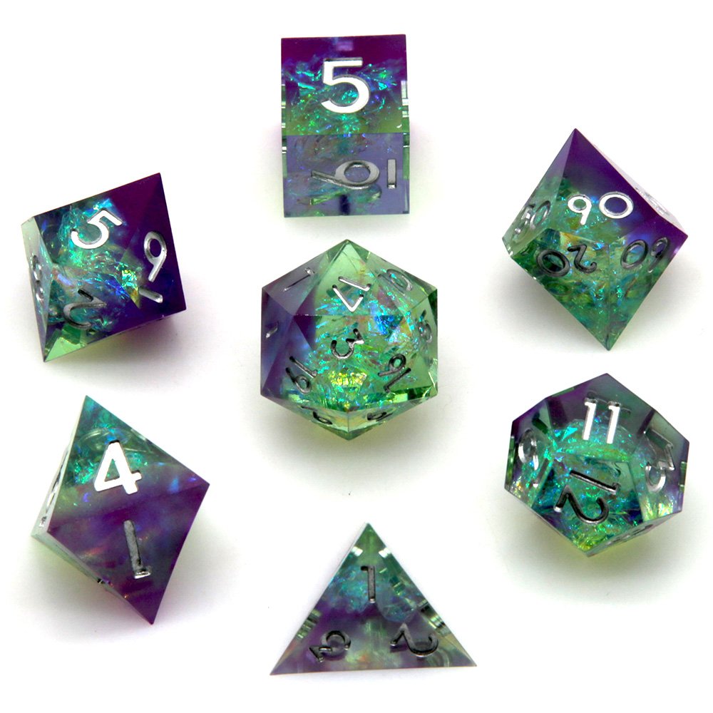 Costom Factory Wholesale Sharp Edge Dice Resin Blend Color Personalized Dice For Dnd Rpg Mtg Purple Dungeons And Dragons