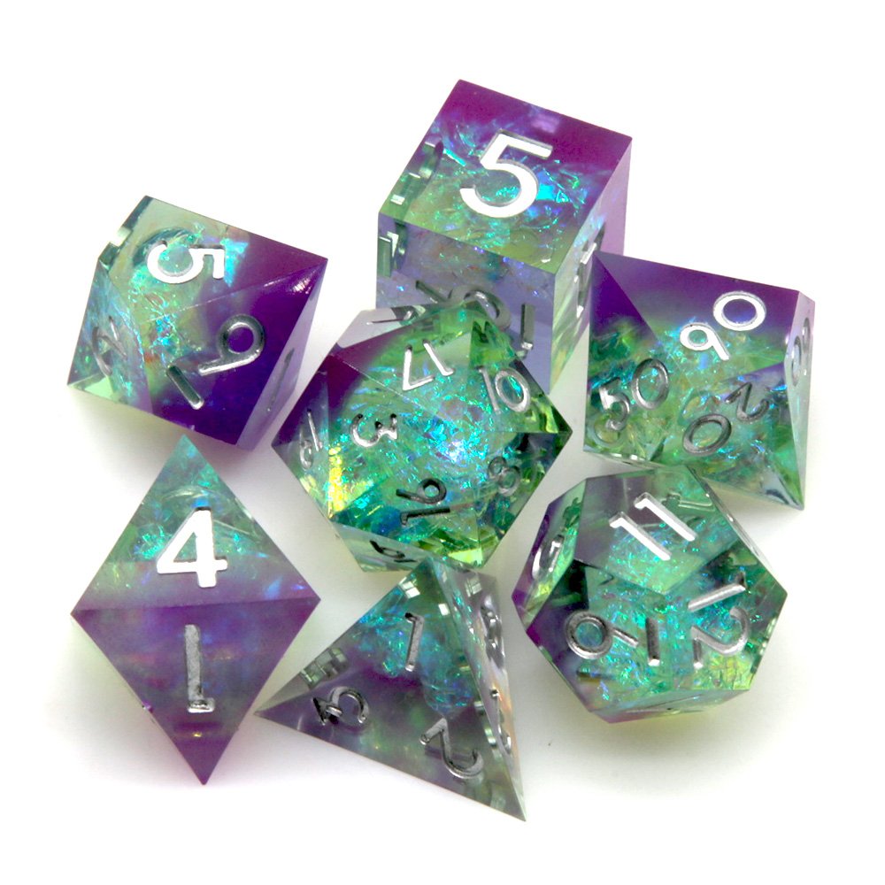 Costom Factory Wholesale Sharp Edge Dice Resin Blend Color Personalized Dice For Dnd Rpg Mtg Purple Dungeons And Dragons