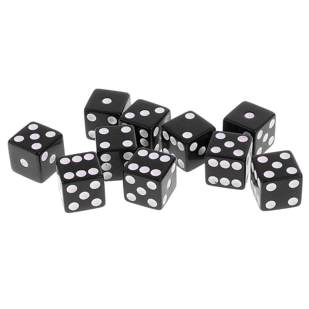Factory White dot D6 Square Edged dice manufacturers acrylic custom black dice 12mm for rpg games board games