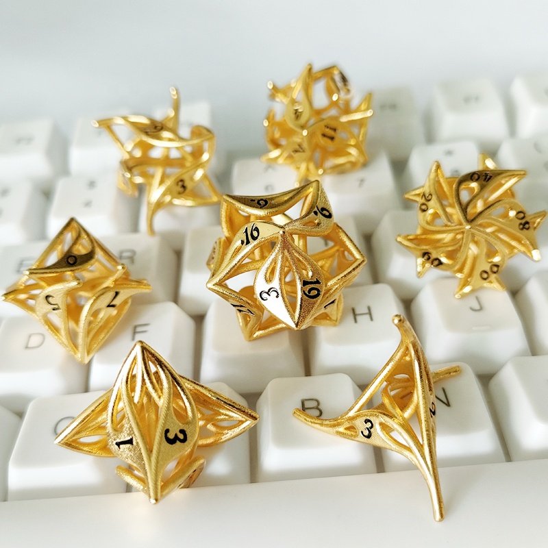 2022 New Gold Dice Dnd Dice Set Dungeons and Dragons Board Game Dice