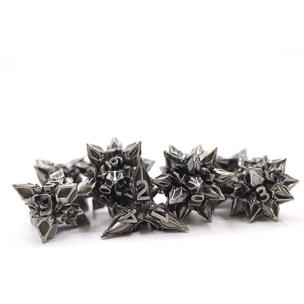 Best Price 7pcs set metal dnd glitter solid special-shape dice for RPG Dungeons & Dragons