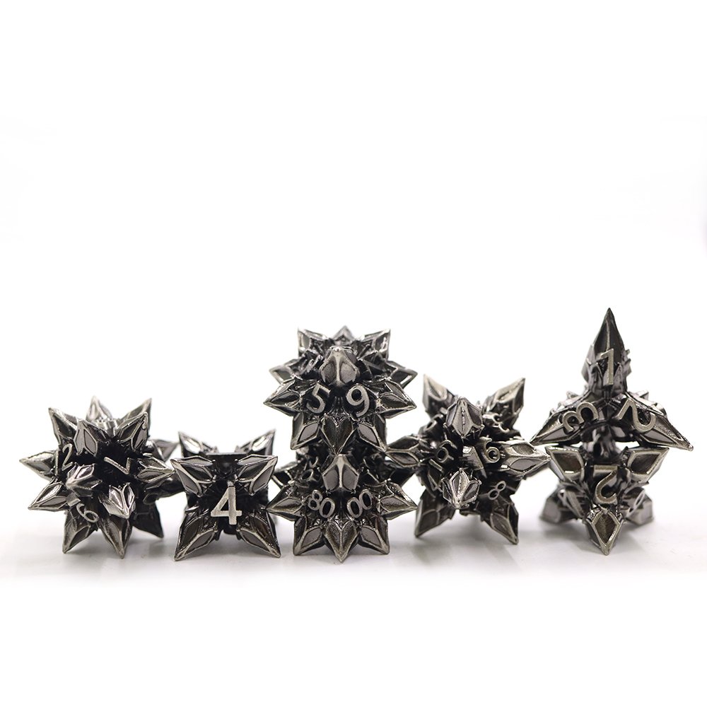 Best Price 7pcs set metal dnd glitter solid special-shape dice for RPG Dungeons & Dragons