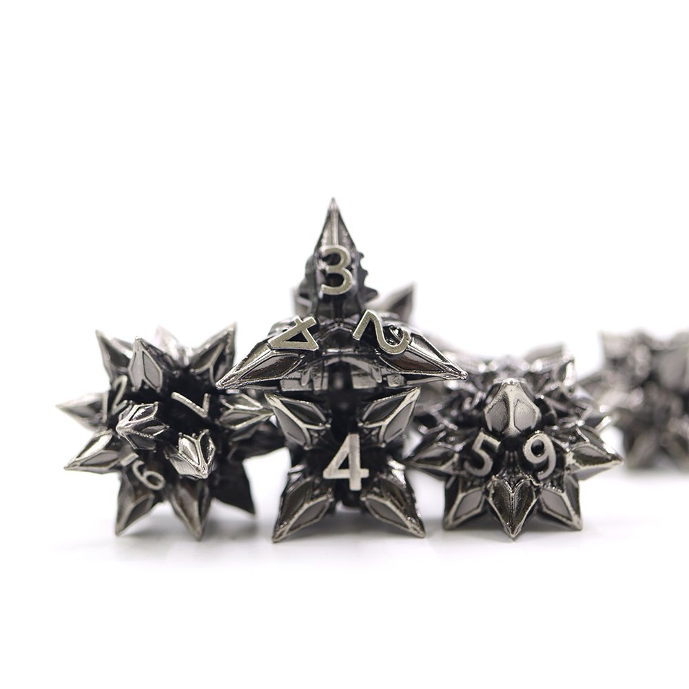 Best Price 7pcs set metal dnd glitter solid special-shape dice for RPG Dungeons & Dragons