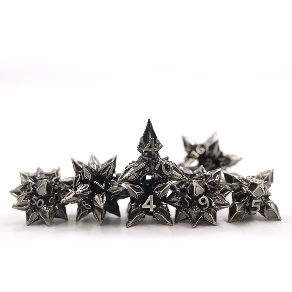 Best Price 7pcs set metal dnd glitter solid special-shape dice for RPG Dungeons & Dragons