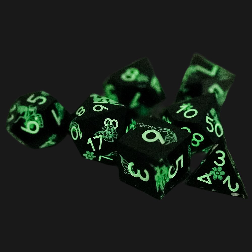 7Pcs Luminous Butterfly Dice Resin Polyhedral Dice For DND Role Games Playing Collection Set