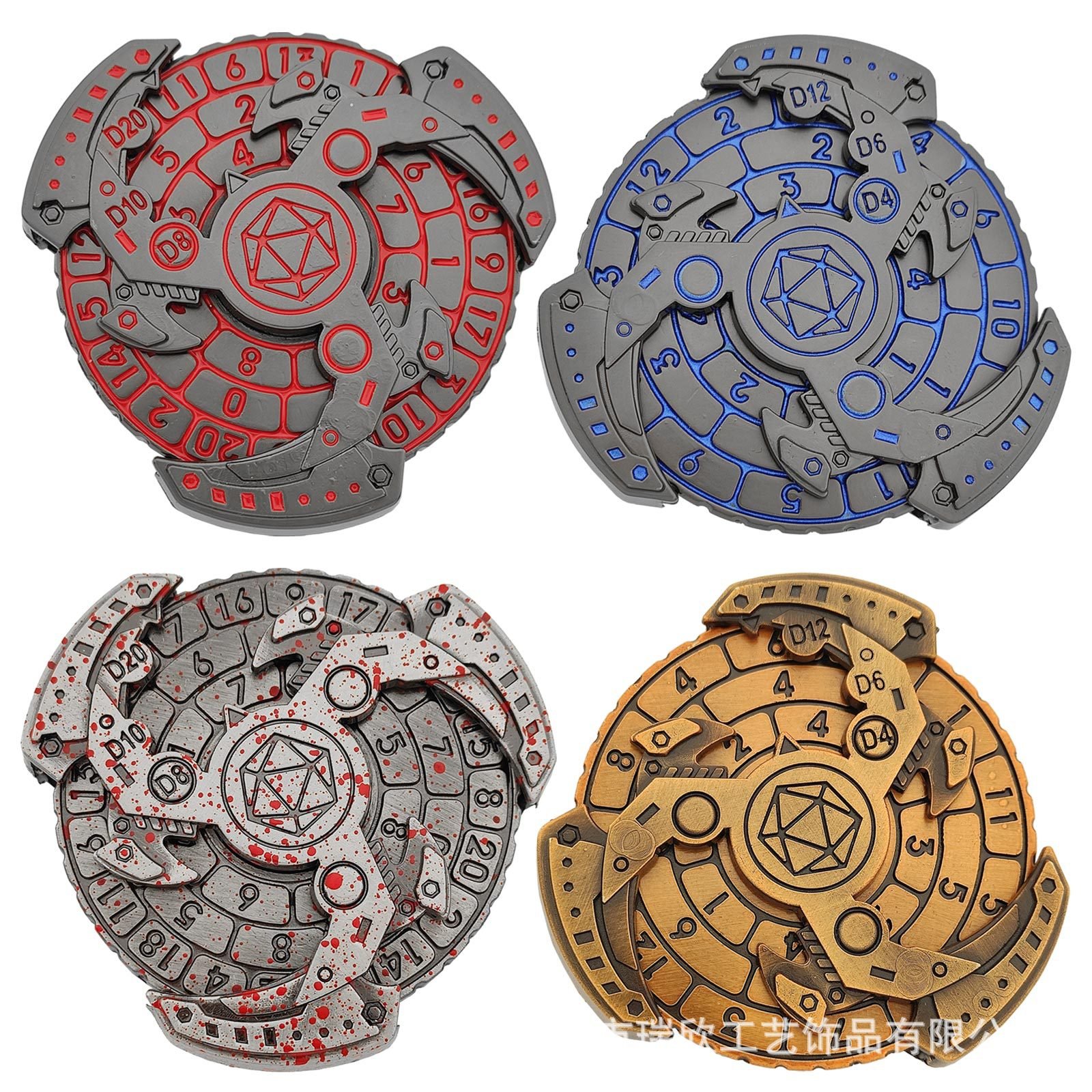 Spinning Dice 7 in 1 Metal DND Unique Metal Dice Spinner Retro Spinning Gift RPG Role Playing Game