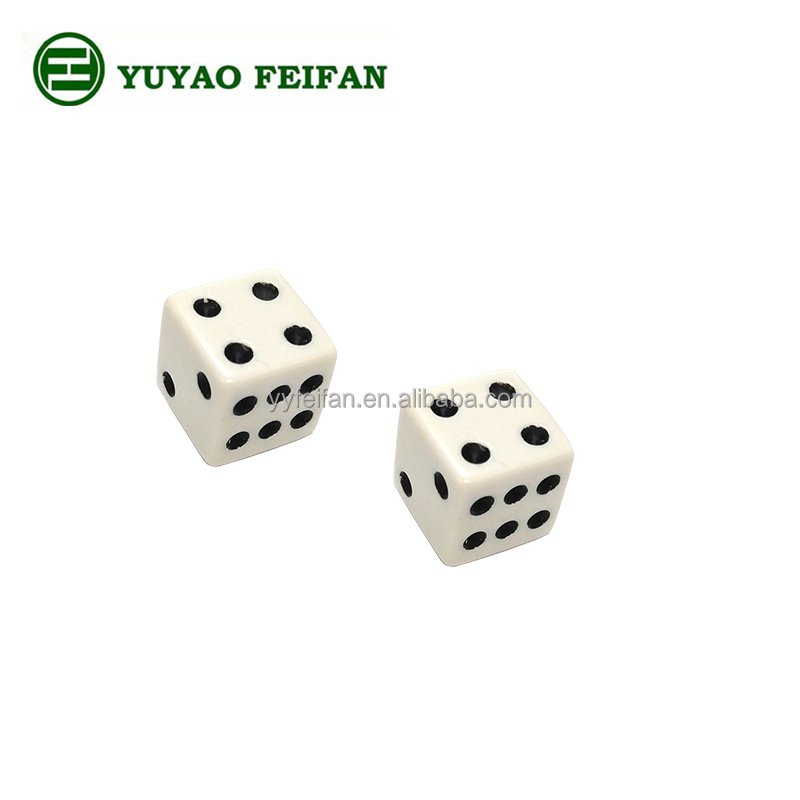 six sides acrylic black dot white straight dice