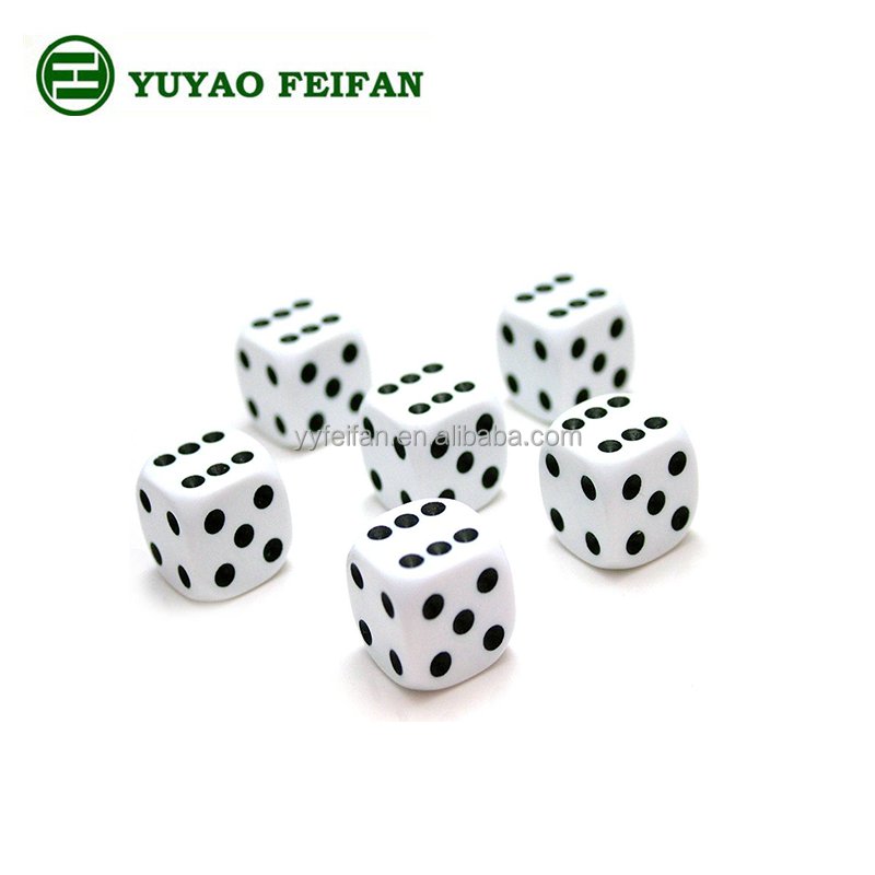 six sides acrylic black dot white straight dice