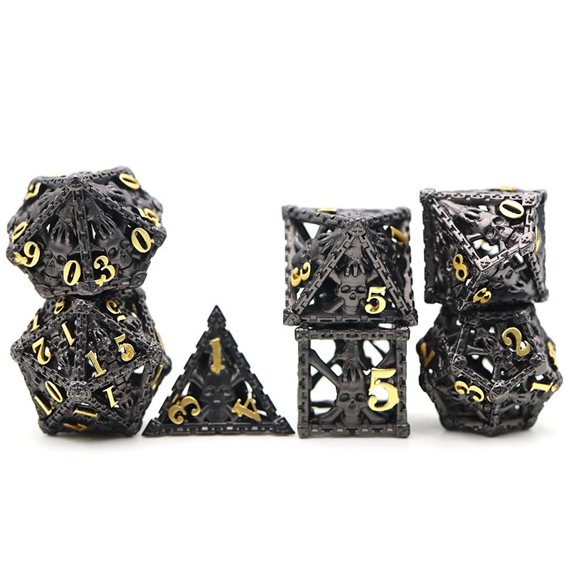 Factory direct sales of black metal 16mm suit dice DND Hollow Skull Head dice can be used for board games
