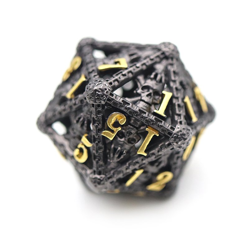 Factory direct sales of black metal 16mm suit dice DND Hollow Skull Head dice can be used for board games