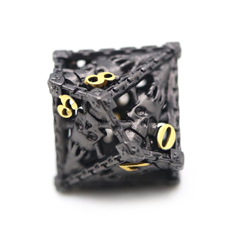 Factory direct sales of black metal 16mm suit dice DND Hollow Skull Head dice can be used for board games