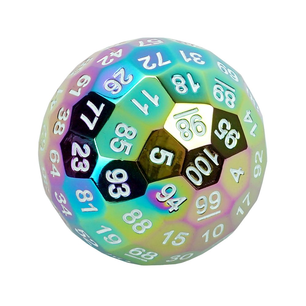 Factory hot sell 100d sides metal dice single 50mm D100 polyhedral dice for table game dungeons and dragons