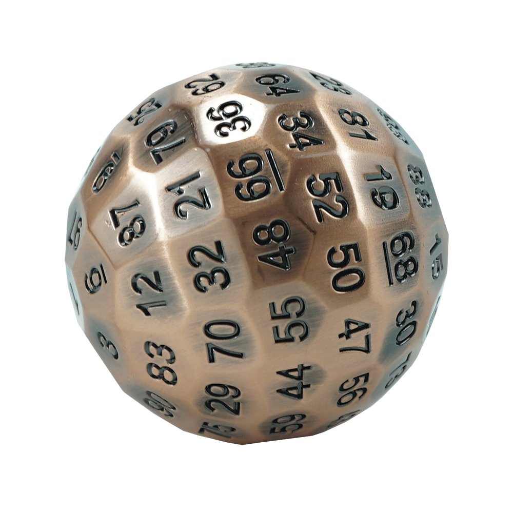 Factory hot sell 100d sides metal dice single 50mm D100 polyhedral dice for table game dungeons and dragons