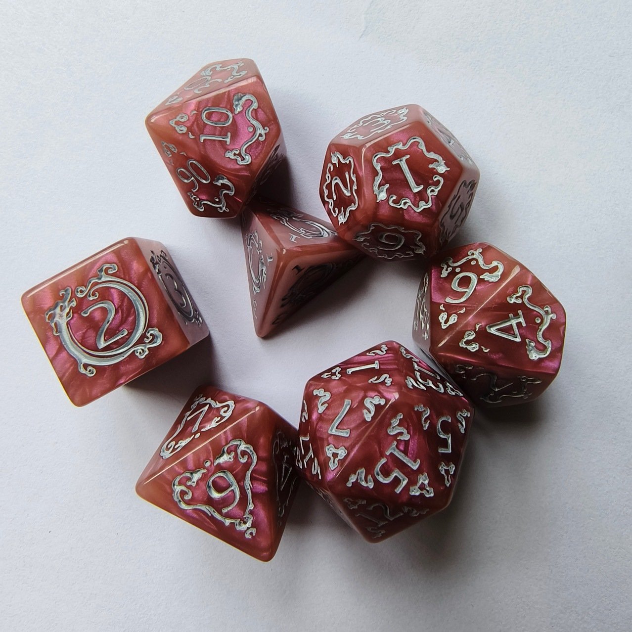 Dragon Pattern DND Dice Acrylic DND Digital Dice Set 7-Piece Set RPG DND Dragon And Dungeon Role-Playing Game
