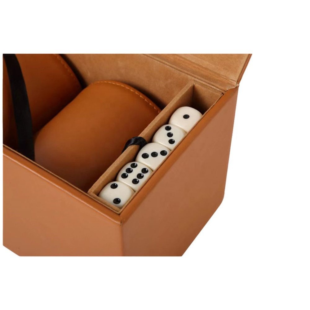 Wholesale custom desktop gambling entertainment Yahtzee game PU leather dice shake cup dice cup