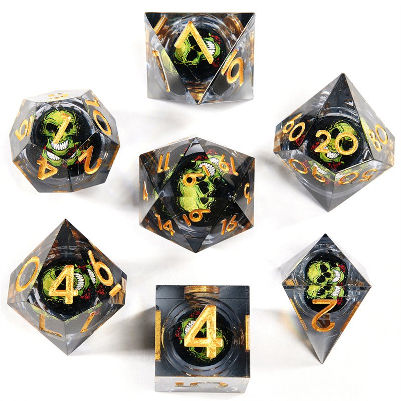 Dnd game player's beautiful and popular Christmas liquid core resin sharp edge dice set