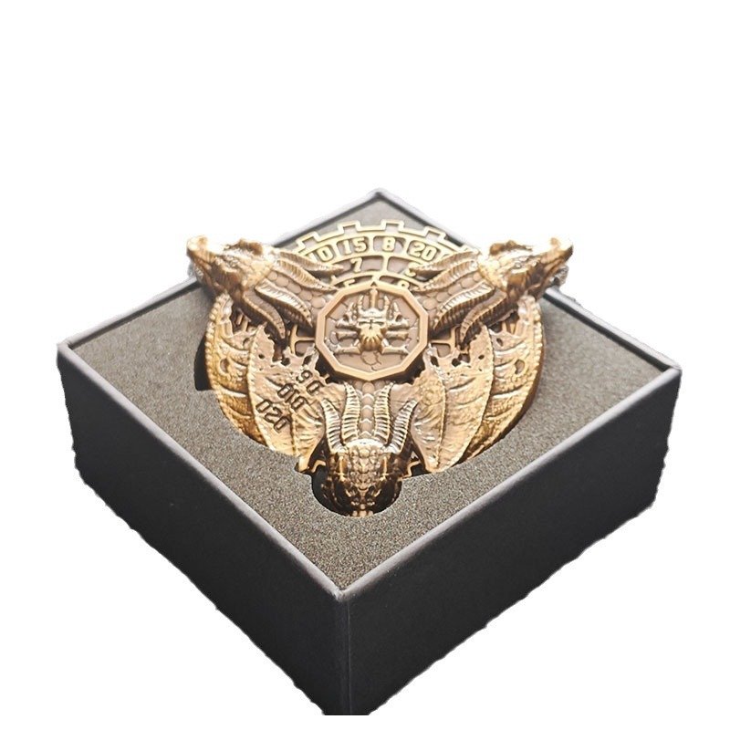 New 7-in-1 Metal Fidget Spinner Dice Decompression Toy Cool Ancient Gold DND Role Playing Dice Spinner Board Game Holiday Gift