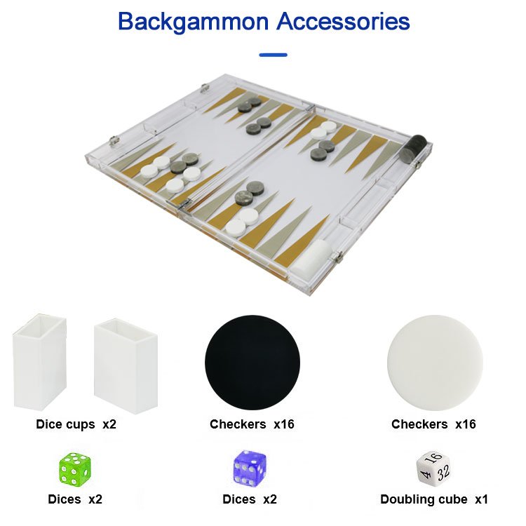Hot Sale Acrylic Backgammon Luxury Lucite Board Backgamon Game Set