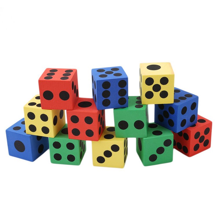 Custom Made 2.5cm 5.5cm 8cm 10cm Color Dice for Workout Printed Yoga Foam Cube Family Fitness Dice Game Exercise Dice