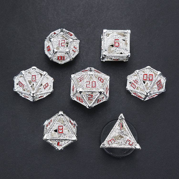 Custom Luxury Polyhedral Dnd Dice Box Packaging Edge Hollow Metal Dnd Dragon Dice