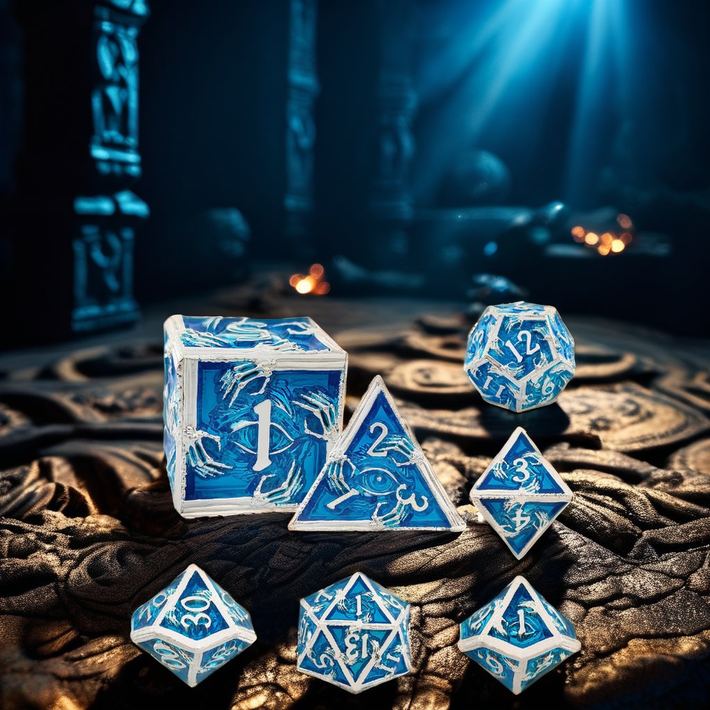 Mini Planet Wholesale RPG Board Games Handmade polyhedral Copper Metal dice set 7pcs Dice Set Custom Logo for DND MTG Players