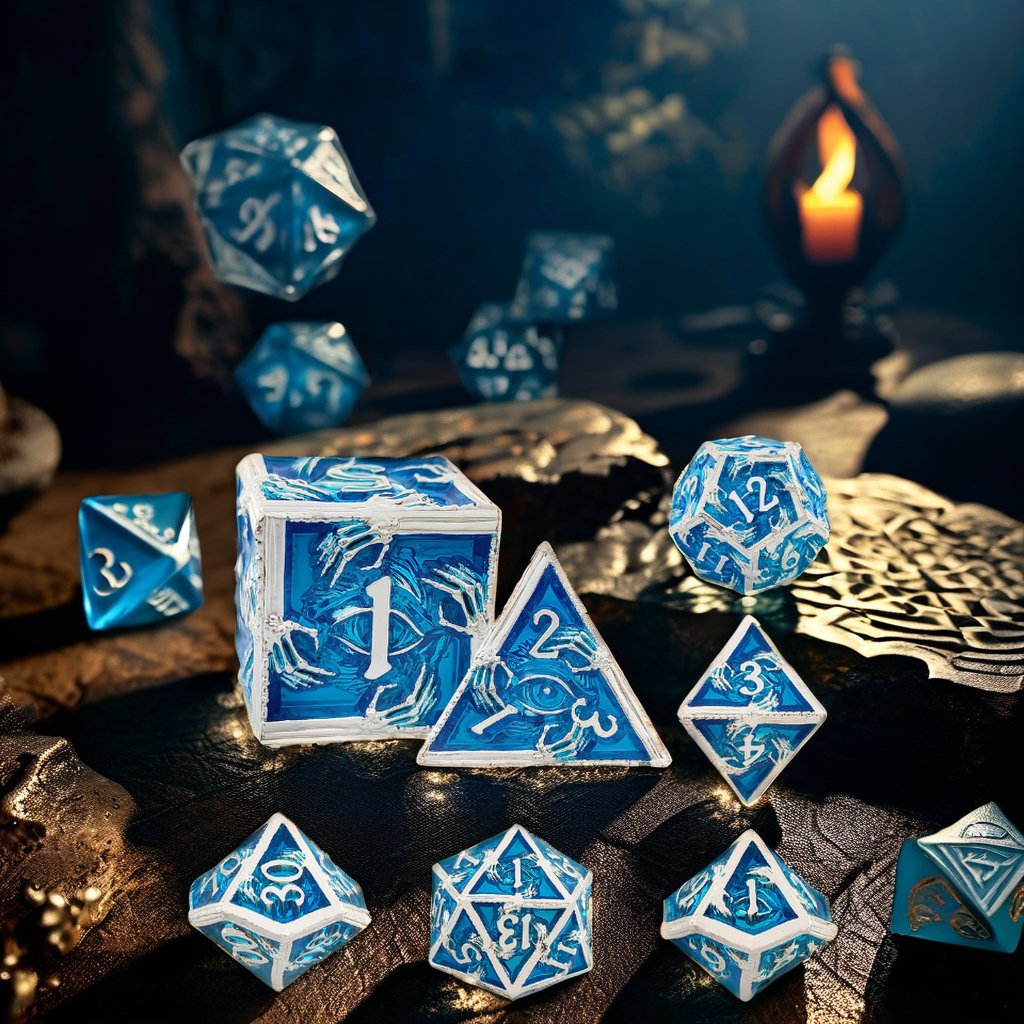 Mini Planet Wholesale RPG Board Games Handmade polyhedral Copper Metal dice set 7pcs Dice Set Custom Logo for DND MTG Players