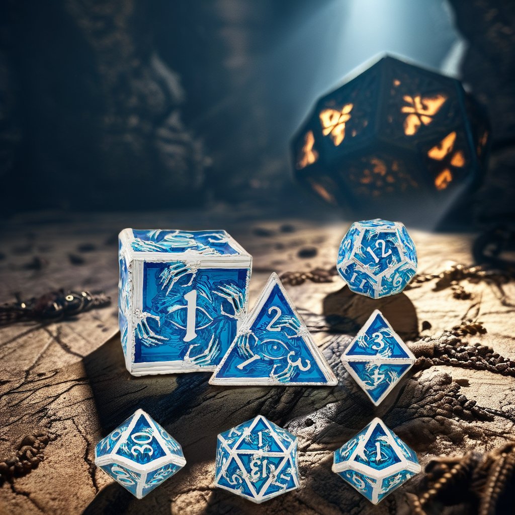 Mini Planet Wholesale RPG Board Games Handmade polyhedral Copper Metal dice set 7pcs Dice Set Custom Logo for DND MTG Players
