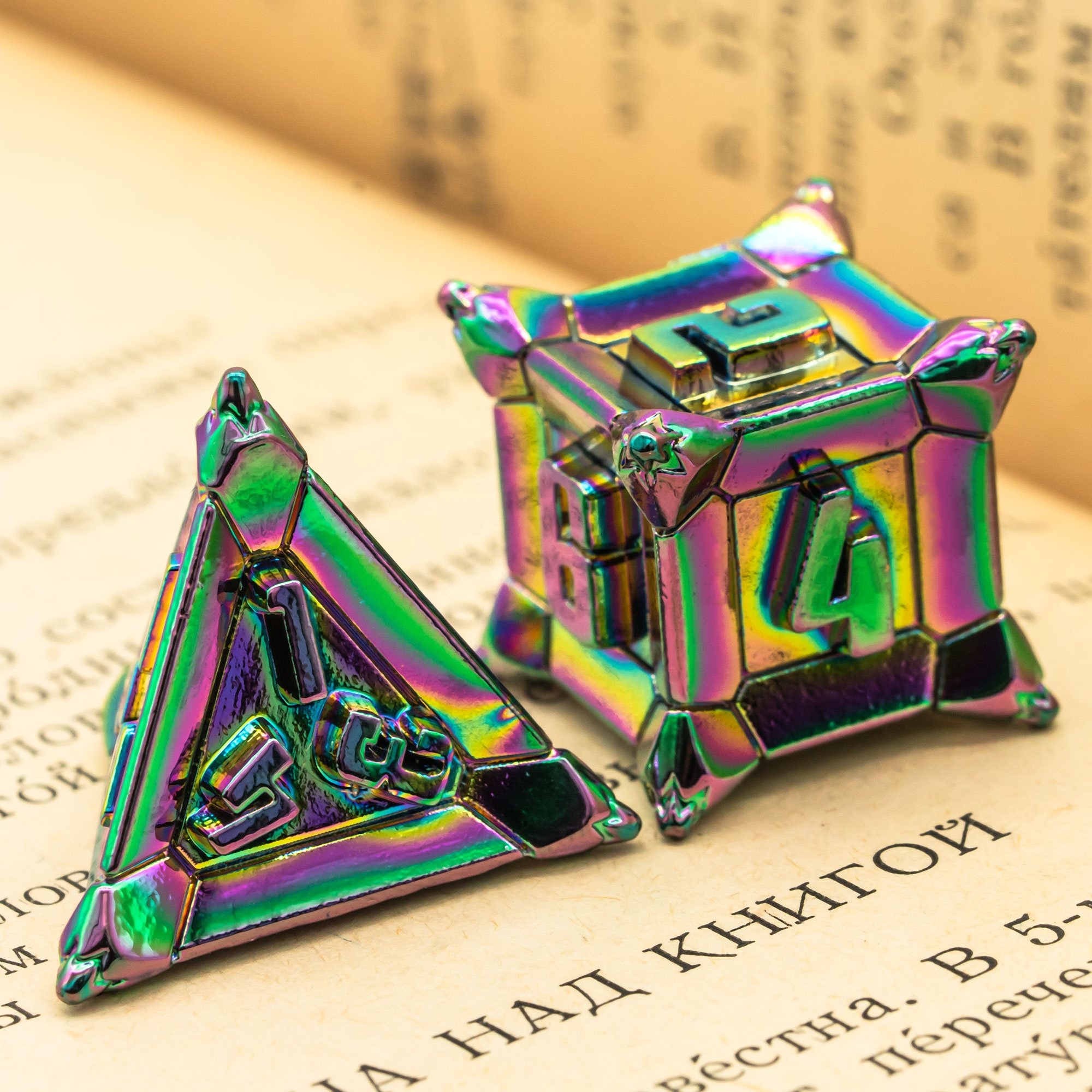 Udixi polyhedral wholesale dungeons and dragon rpg custom logo metal dice set colorful