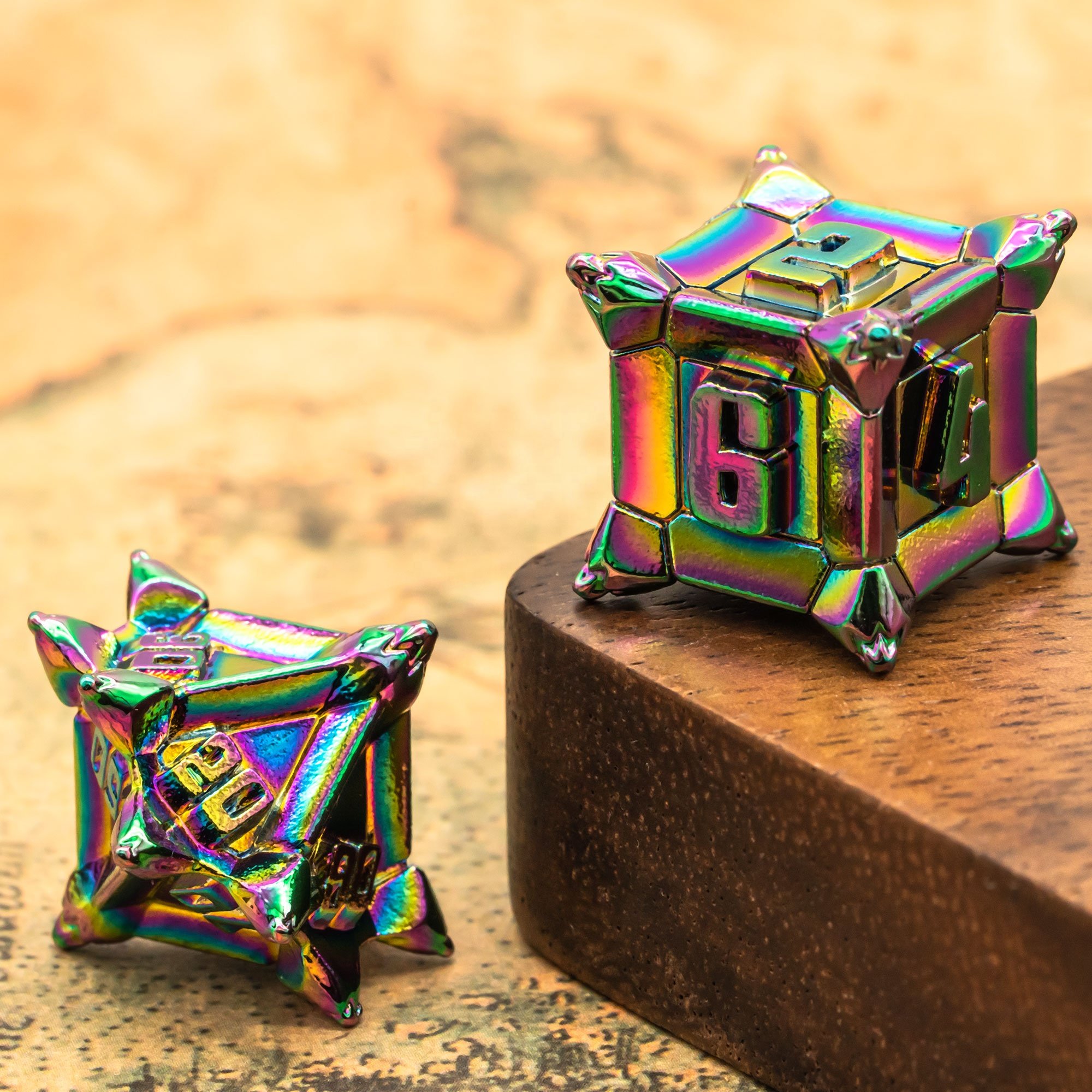 Udixi polyhedral wholesale dungeons and dragon rpg custom logo metal dice set colorful