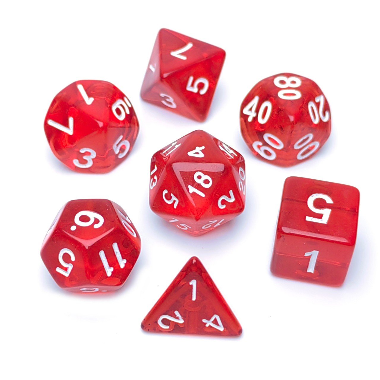 Transparent Acrylic Dice Set 7 pcs Perfect for DND & Tabletop RPG Enthusiasts