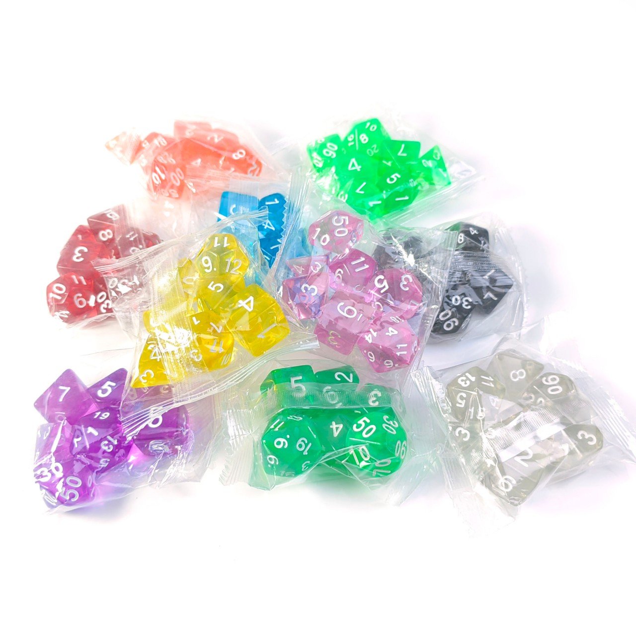 Transparent Acrylic Dice Set 7 pcs Perfect for DND & Tabletop RPG Enthusiasts