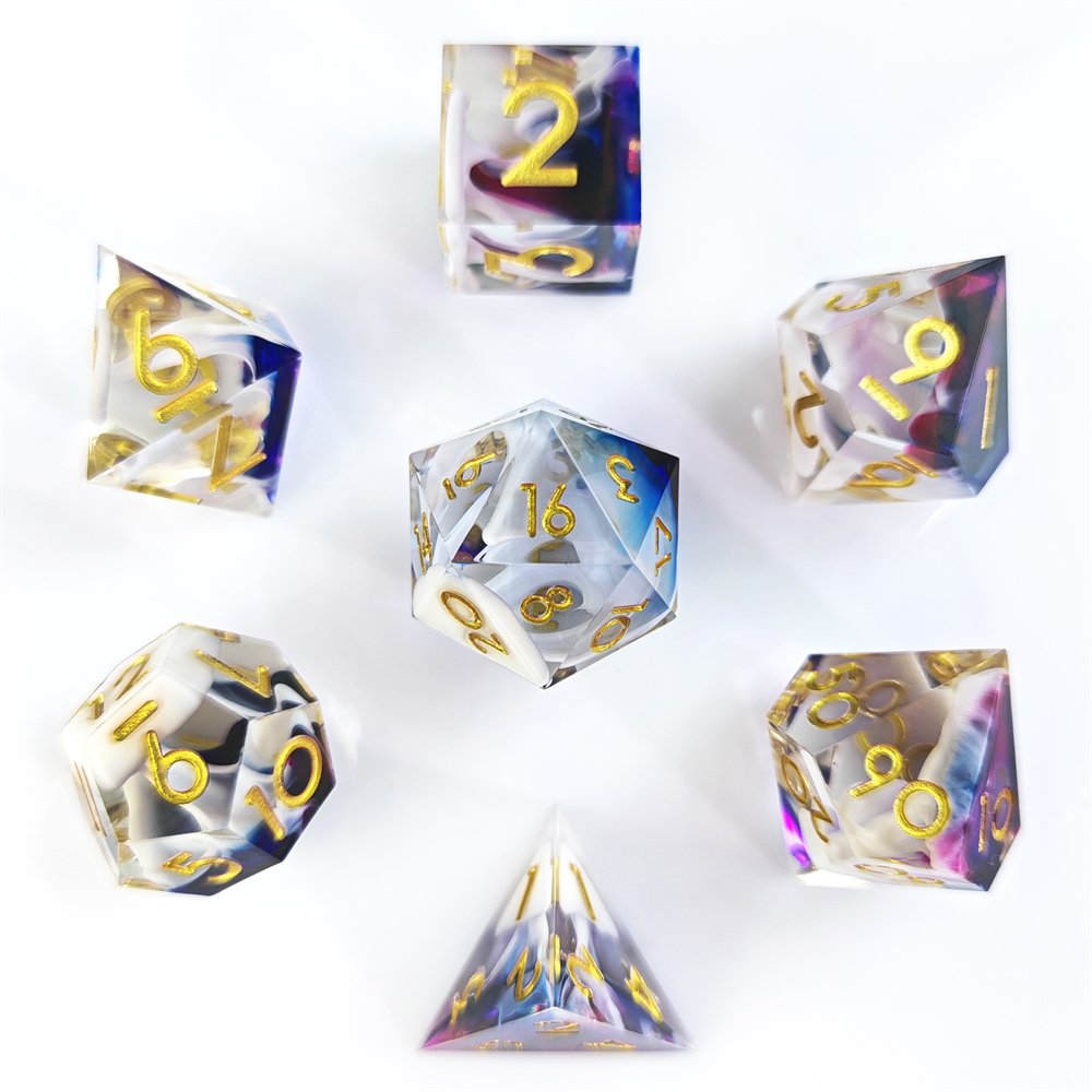 DND Polyhedral Dice for Dungeons and Dragon RPG Game Resin Dice Set Sharp Edge Dice 7pcs