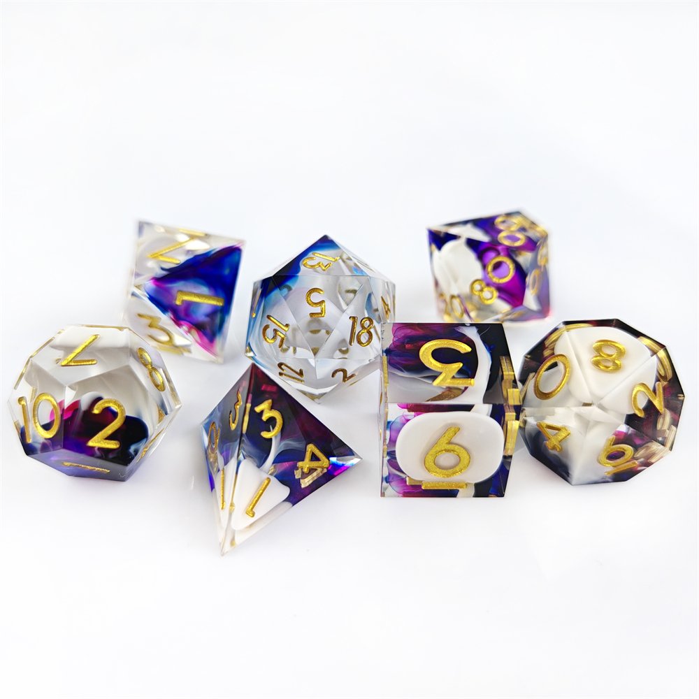 DND Polyhedral Dice for Dungeons and Dragon RPG Game Resin Dice Set Sharp Edge Dice 7pcs