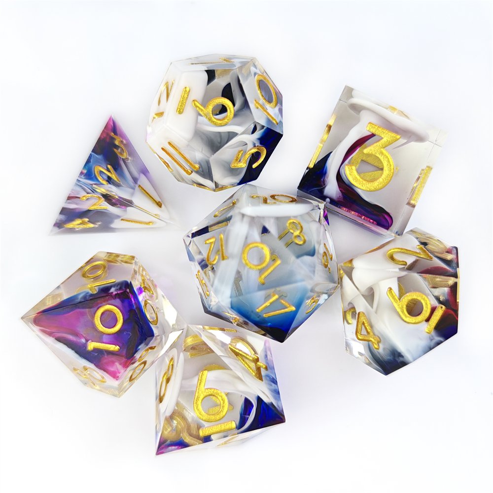 DND Polyhedral Dice for Dungeons and Dragon RPG Game Resin Dice Set Sharp Edge Dice 7pcs