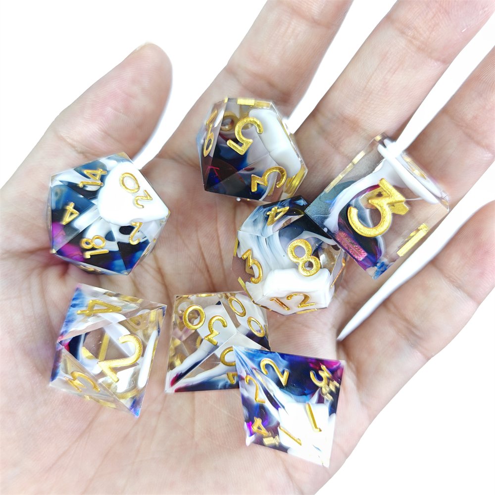 DND Polyhedral Dice for Dungeons and Dragon RPG Game Resin Dice Set Sharp Edge Dice 7pcs
