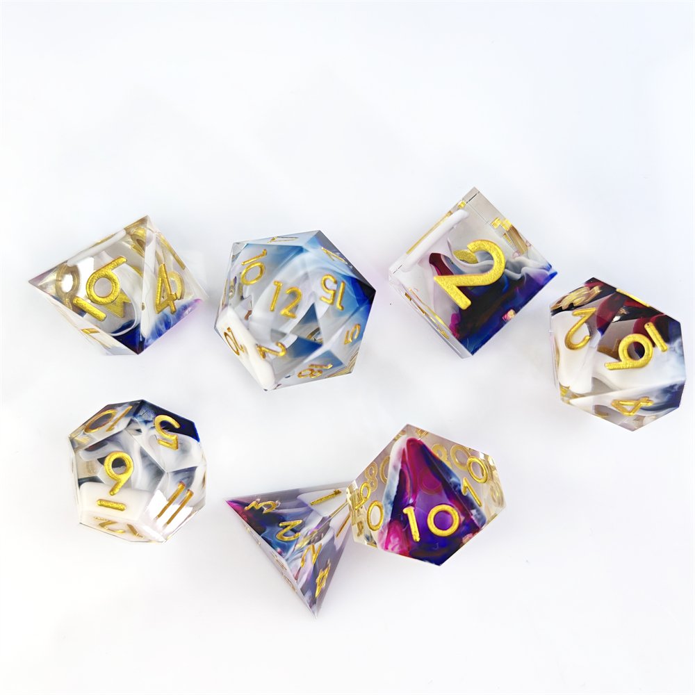 DND Polyhedral Dice for Dungeons and Dragon RPG Game Resin Dice Set Sharp Edge Dice 7pcs