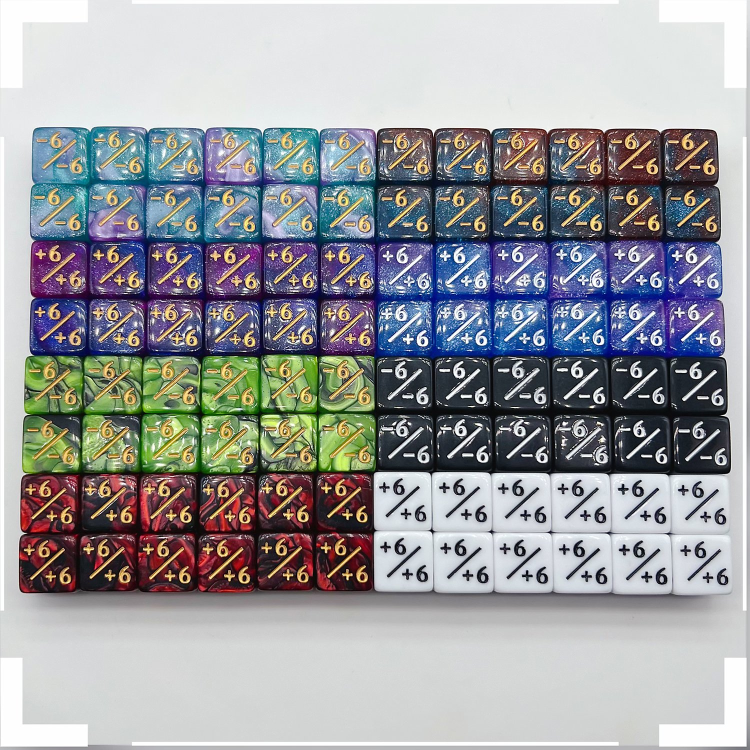 12 PCS Token Dice Counters Magic The Gathering Marble Cube D6 Dice for Loyalty CCG MTG Creature Stats Card Gaming Accessories