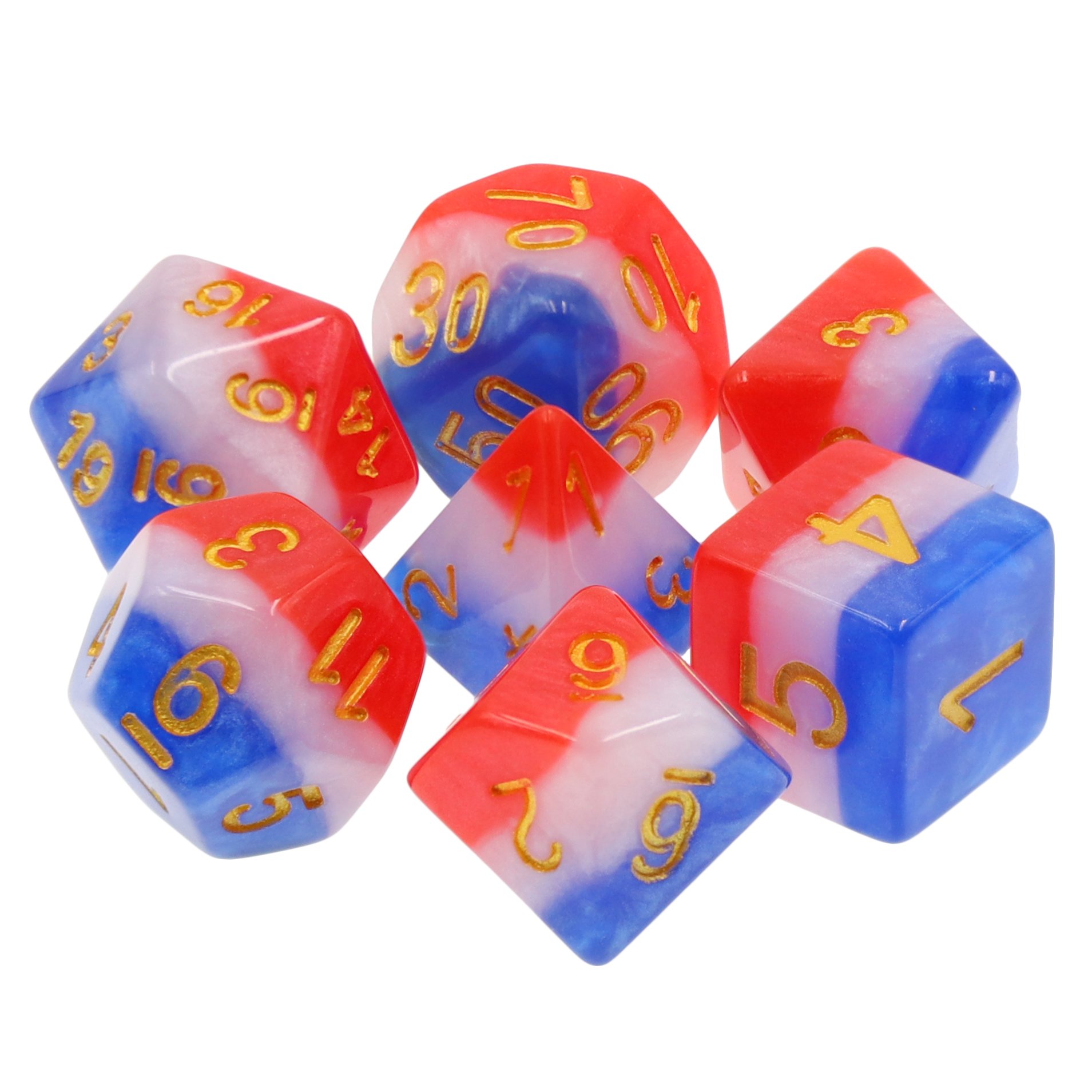 Hotsale bule white and red Resin Beautiful Game Dice Set for Board Games