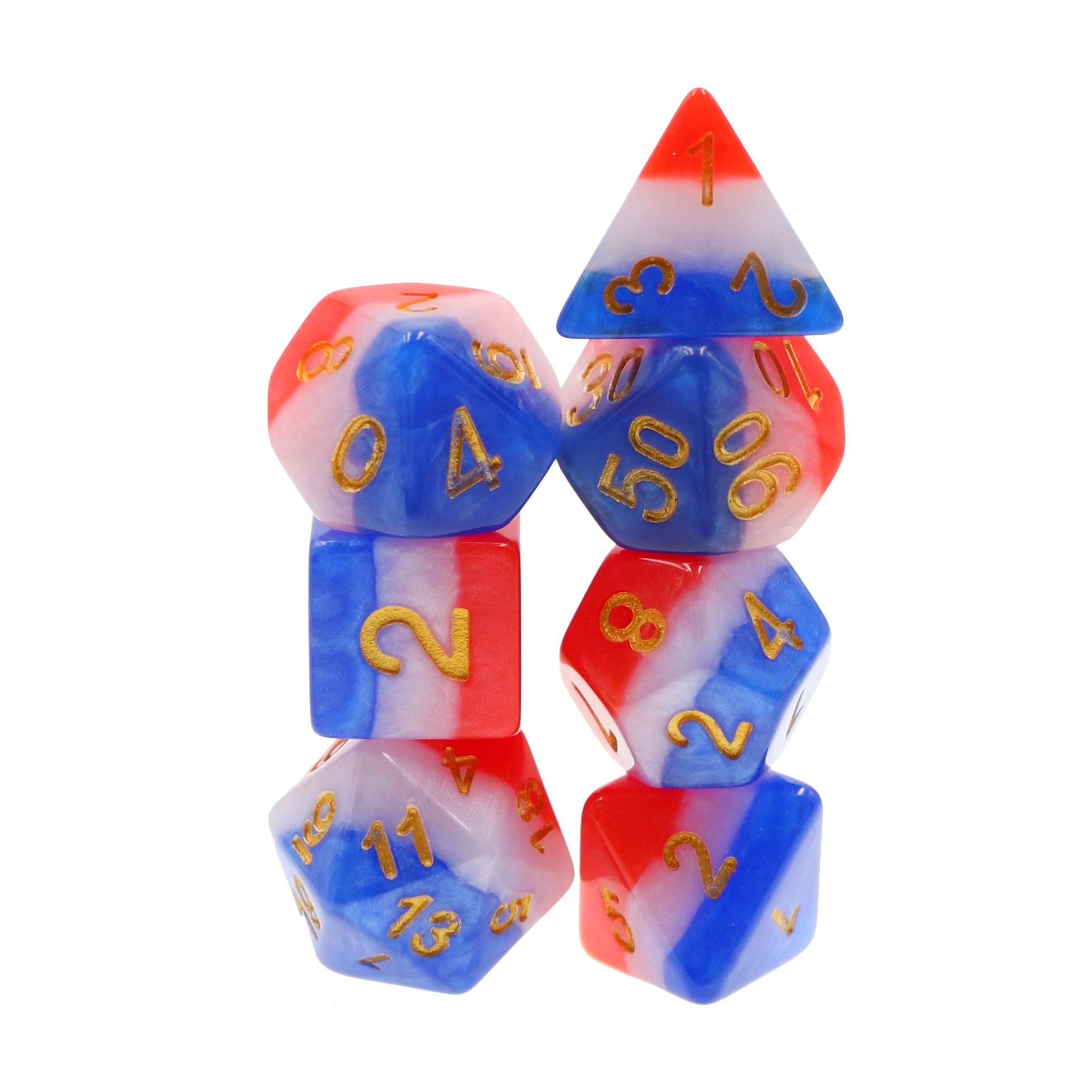 Hotsale bule white and red Resin Beautiful Game Dice Set for Board Games