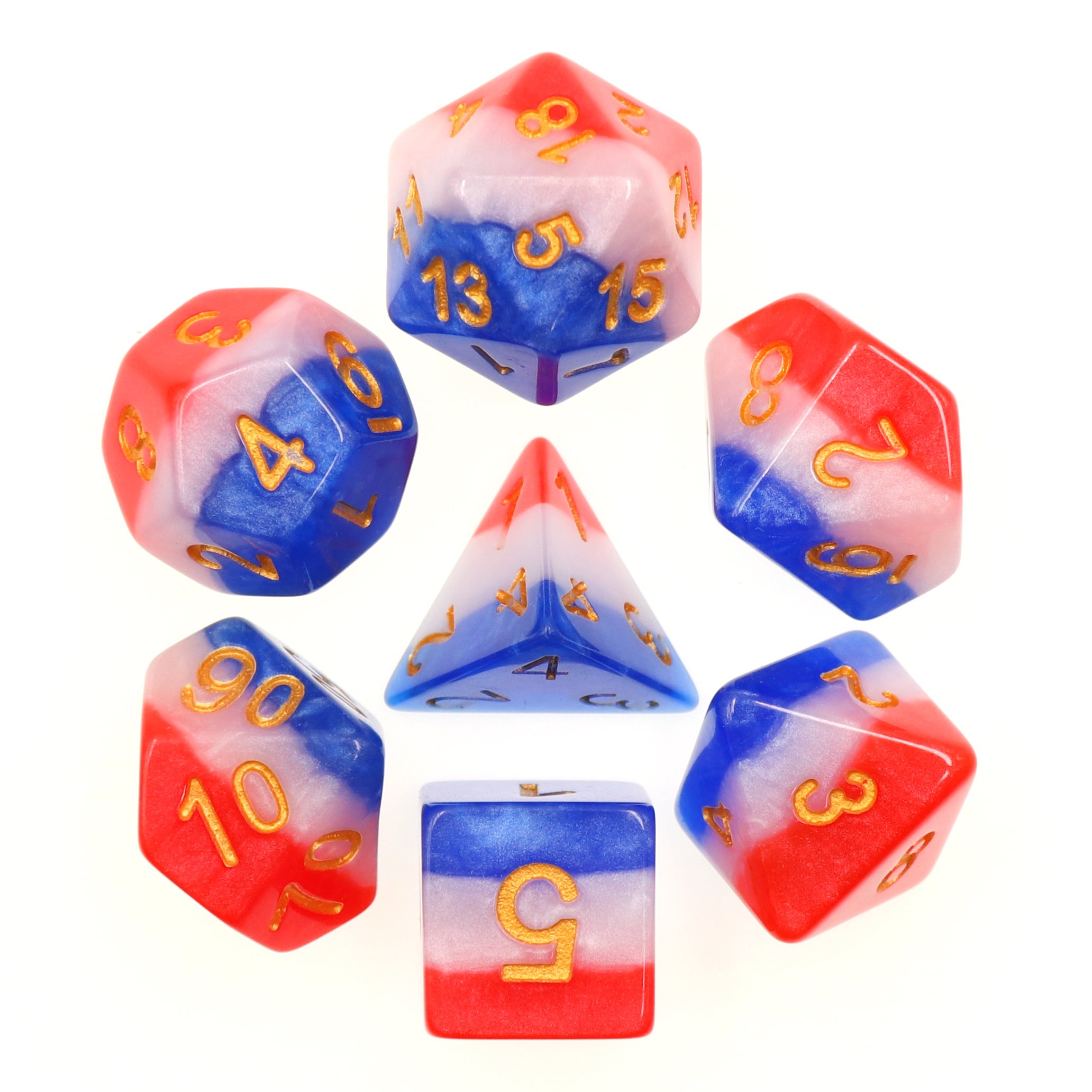 Hotsale bule white and red Resin Beautiful Game Dice Set for Board Games