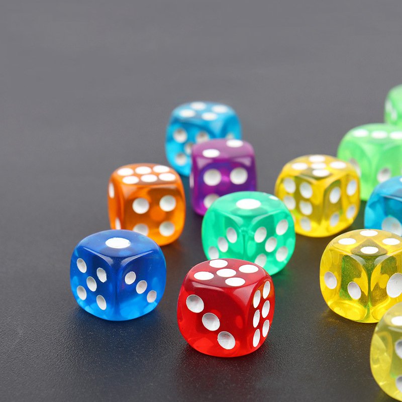 Playing Dice 6 Sided Gaming Fun Toy Bulk Board Game Transparent Mix Color