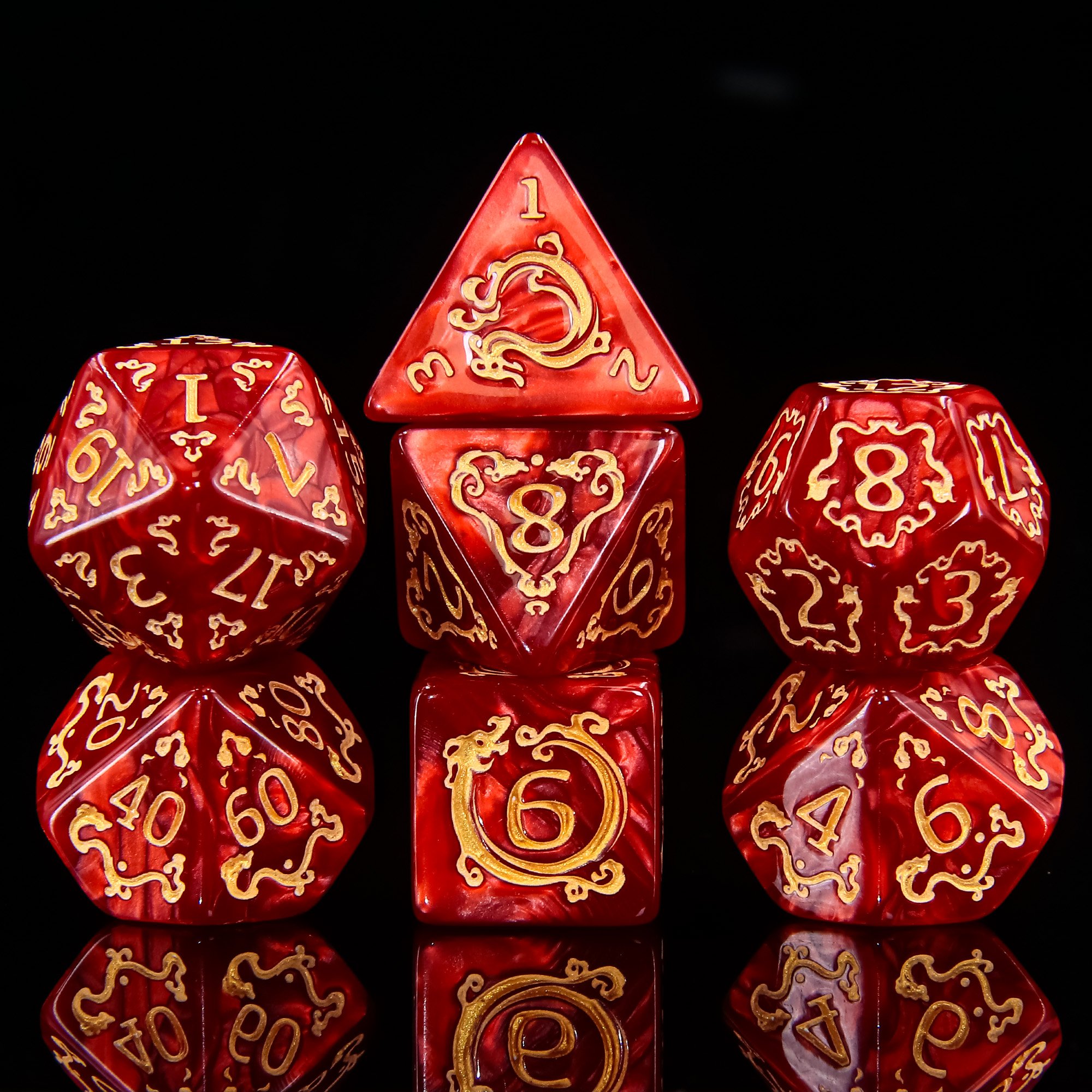 Auspicious clouds polyhedral custom acrylic rpg dice set for Dungeons & Dragons games