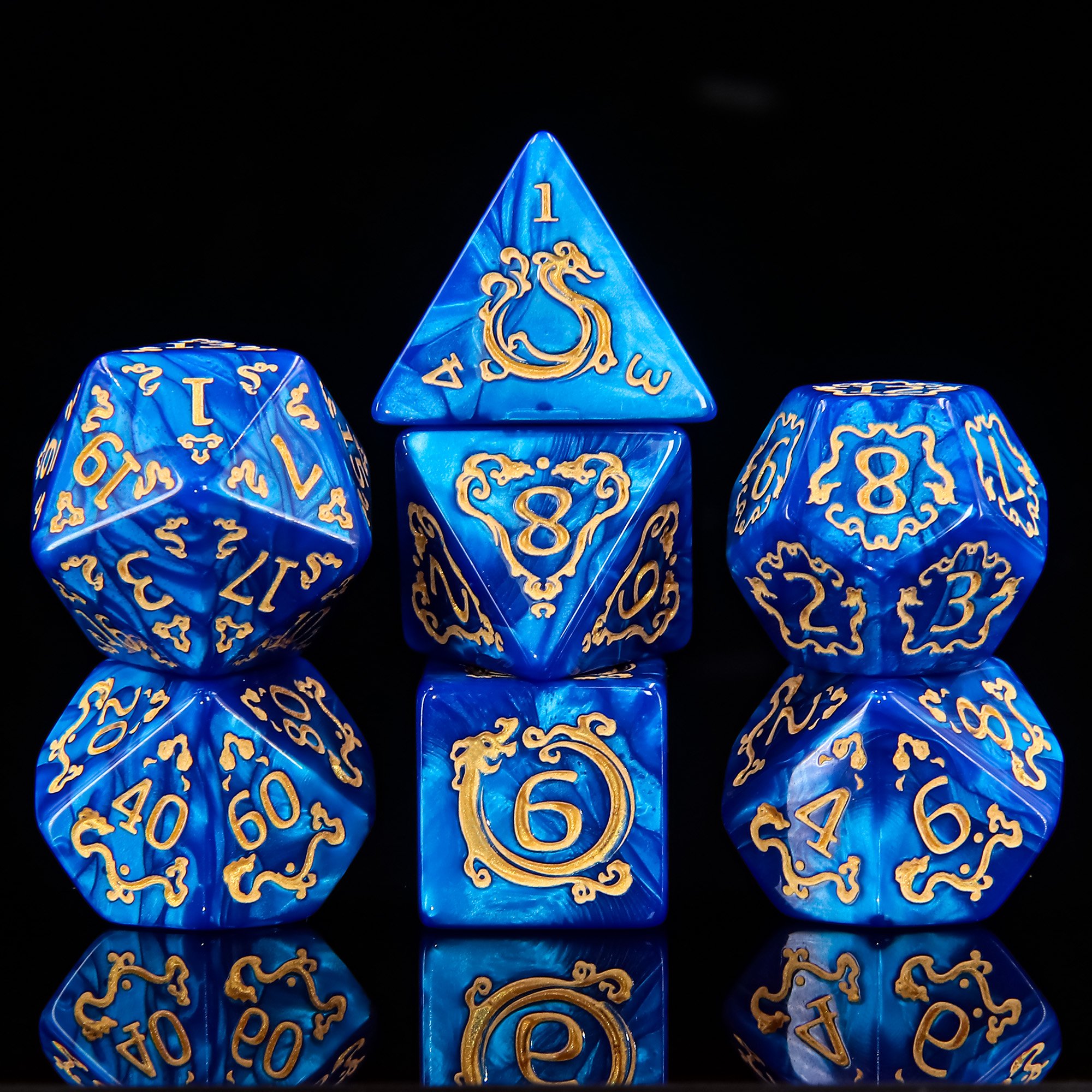 Auspicious clouds polyhedral custom acrylic rpg dice set for Dungeons & Dragons games