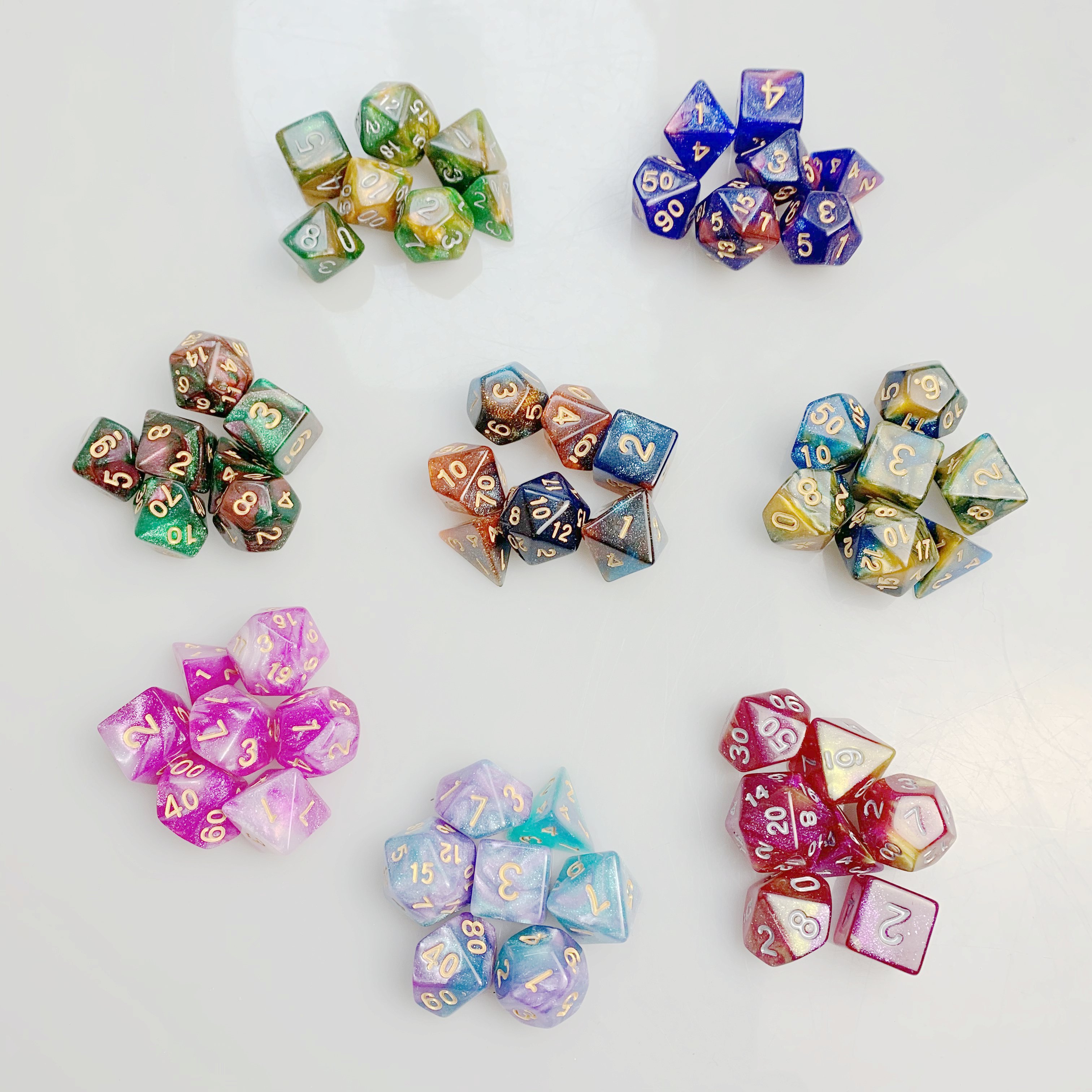 starry double color brands polyhedral resin dice professional casino custom dices unit price include 7 pieces dices