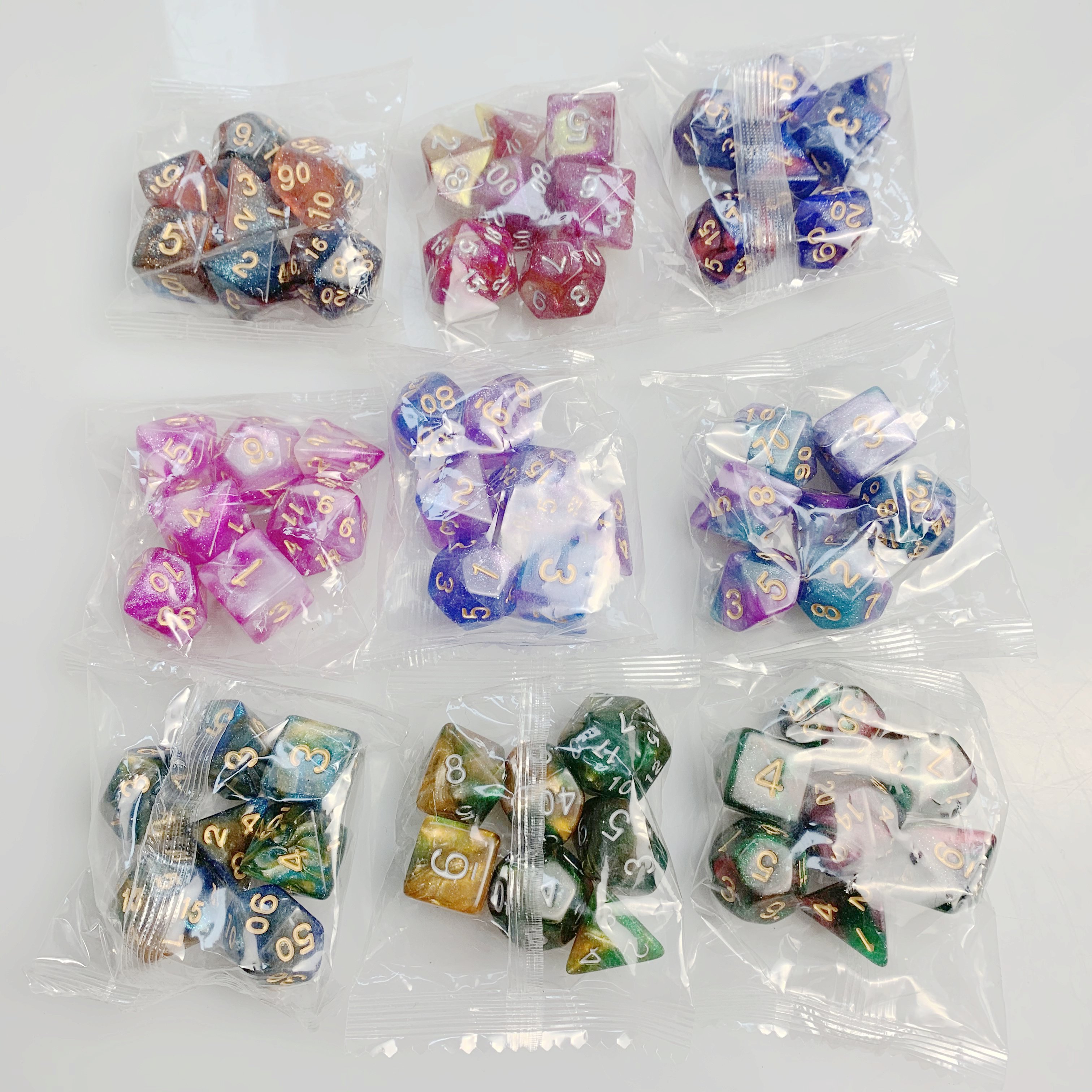 starry double color brands polyhedral resin dice professional casino custom dices unit price include 7 pieces dices