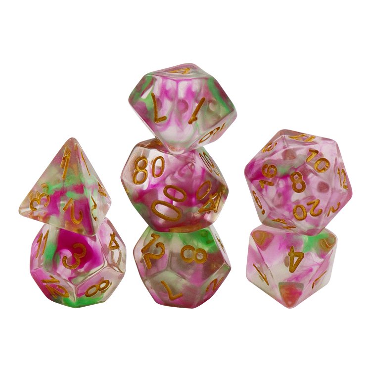 DND Dice Set Polyhedral Cherry BlossomTransparent Dice D and D Dice for Dungeons and Dragons RPG Table
