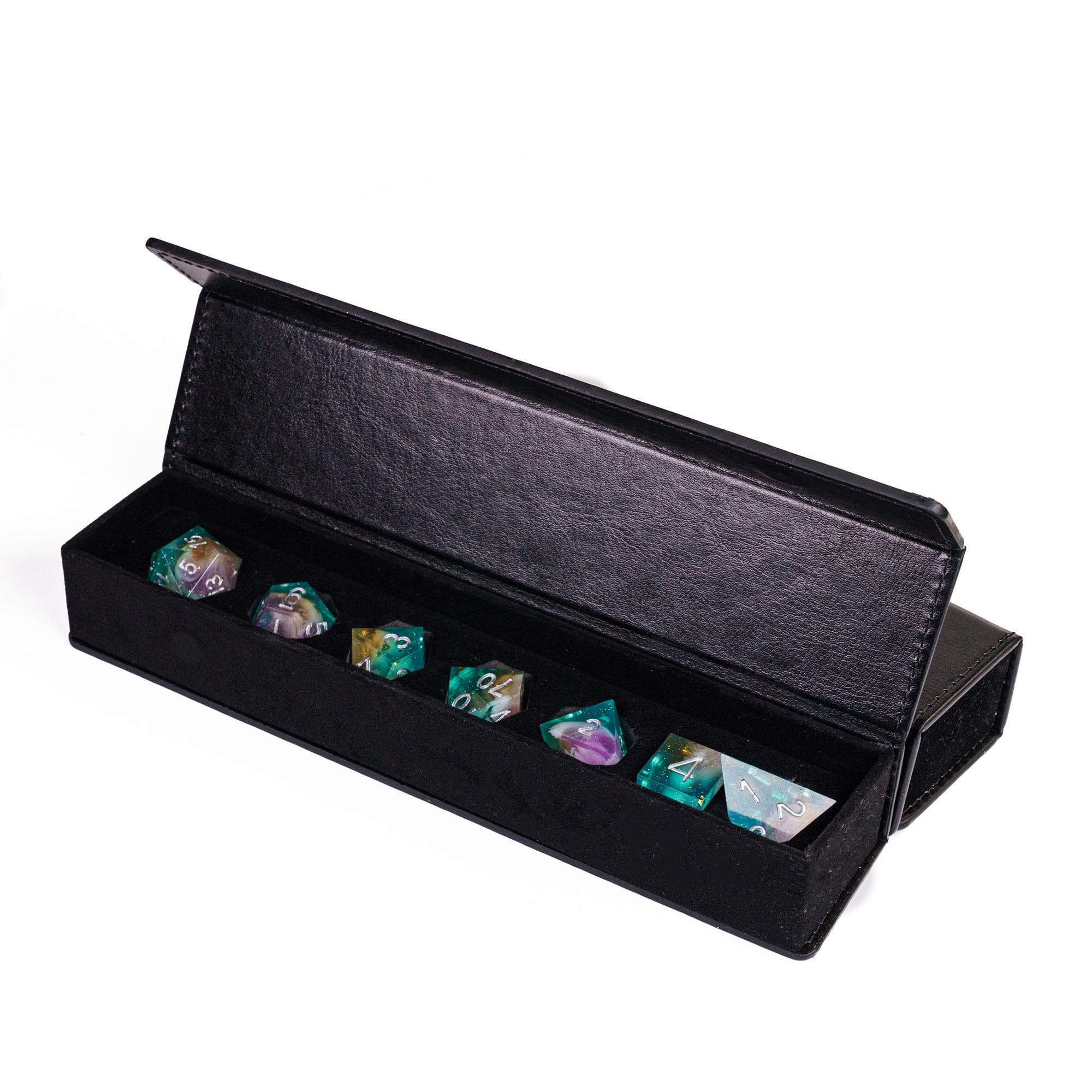 Udixi Polyhedral custom logo rpg dungeons and dragons resin sharp edge dice game set mixed colored