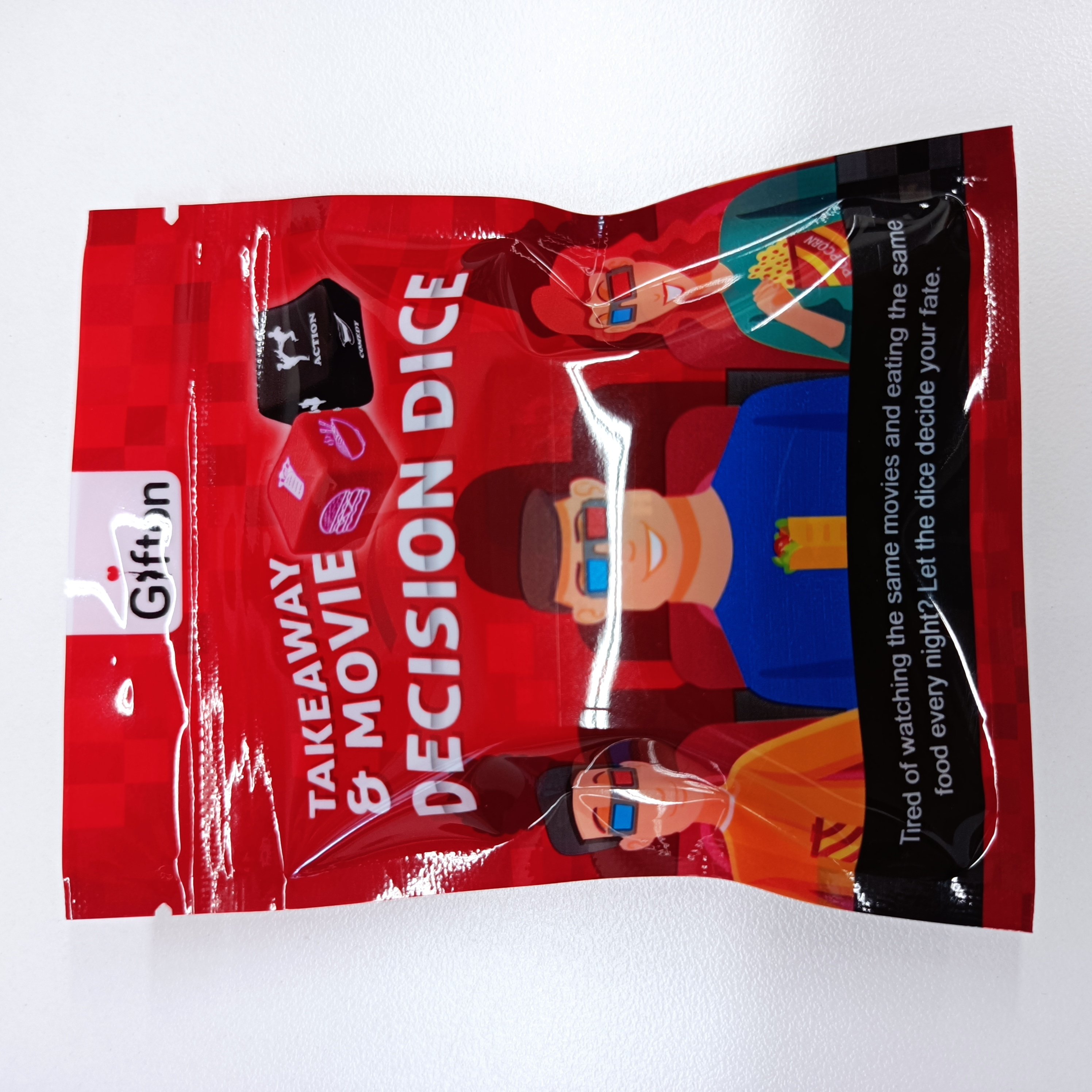 High Quality 22mm Acrylic Custom Dice Set Kids Set Games 4C Printing on Plastic Pouch Bag Packaging