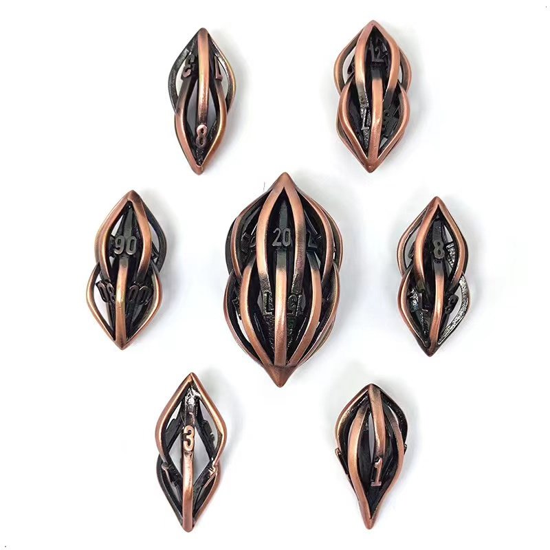 New New Release DND Hollow Metal Dice Set D&D for Dungeons and Dragons Polyhedral Role Playing D and D Dice for Tabletop RPG