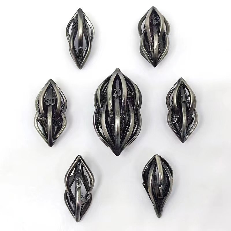 New New Release DND Hollow Metal Dice Set D&D for Dungeons and Dragons Polyhedral Role Playing D and D Dice for Tabletop RPG